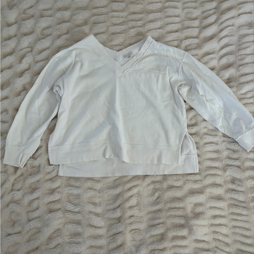 Z Supply Cream V-Neck Pullover Sweatshirt